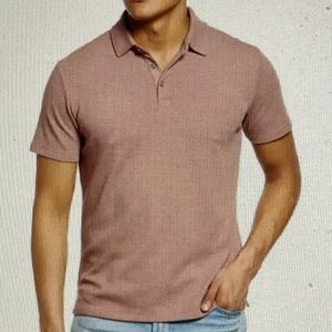 Robert Barakett Cloverdale Waffle Knit Polo. Color: Shadow Coral. Size: L